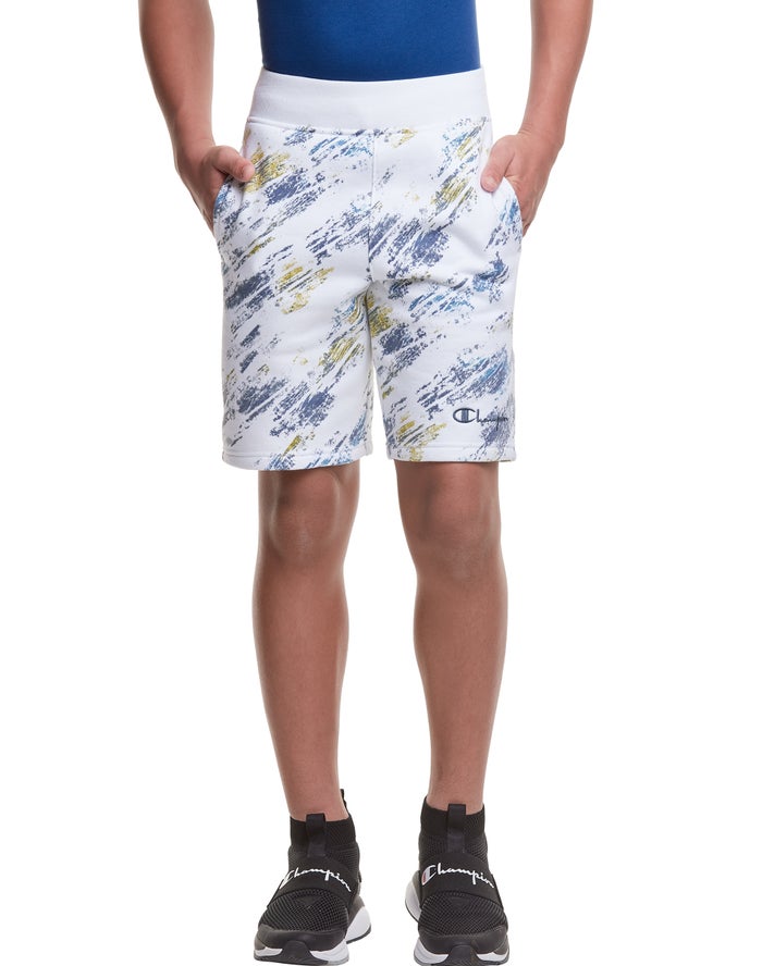 Champion Drenge Shorts Hvide - Reverse Weave Fleece Crayon Blur - Danmark ZFK-762154